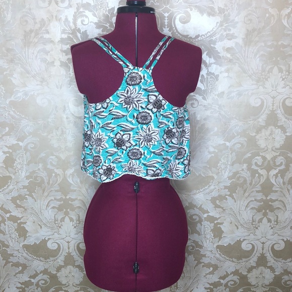 Mossimo Supply Co Floral Blue Crop Top Size S/P - Picture 3 of 4